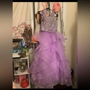 Beautiful two piece purple prom dress